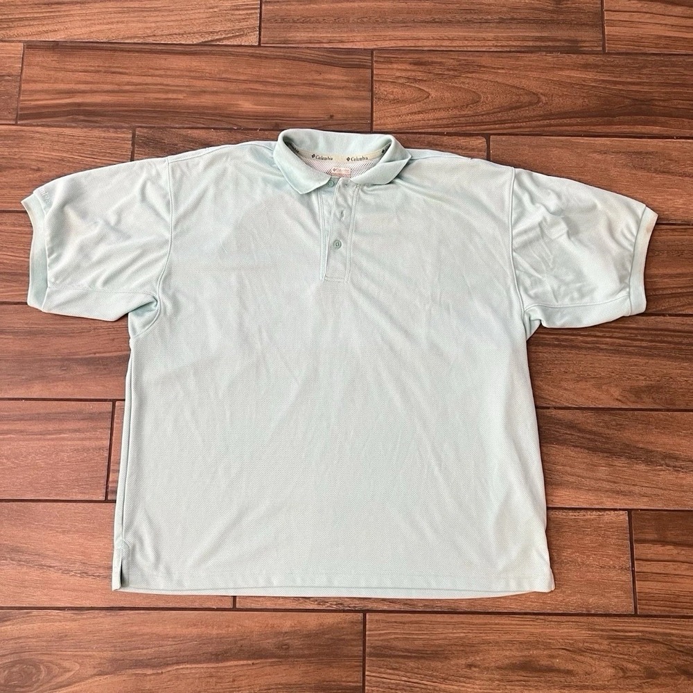 Columbia Omni Wick PFG Polo Shirt Mens XL Mint Green Performance Fishing Golf